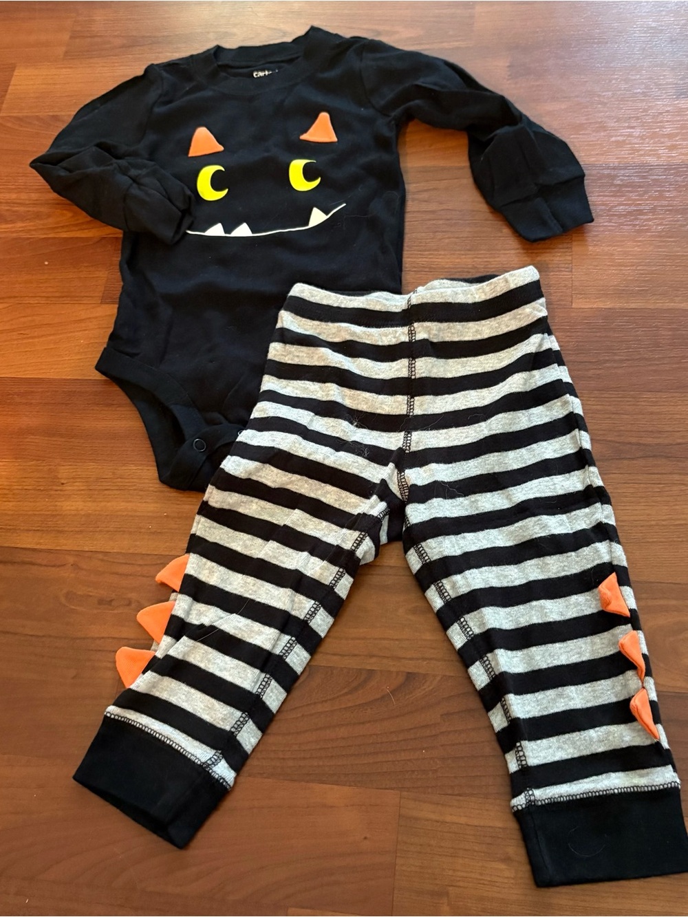 Baby Halloween Black Monster Bodysuit & Striped Pants Set 12 Months